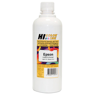 Чернила HI-COLOR для EPSON (Тип E) универсальные, пурпурные, 0,5 л, водные, HB-EPS-M-500ML, 362376