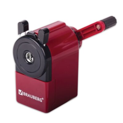 Точилка механическая BRAUBERG "JET", металлический механизм, черный/бордовый, 222517, 222517