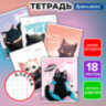 Тетрадь 18 л. BRAUBERG клетка, обложка картон, КОТИКИ, 107300, 107300