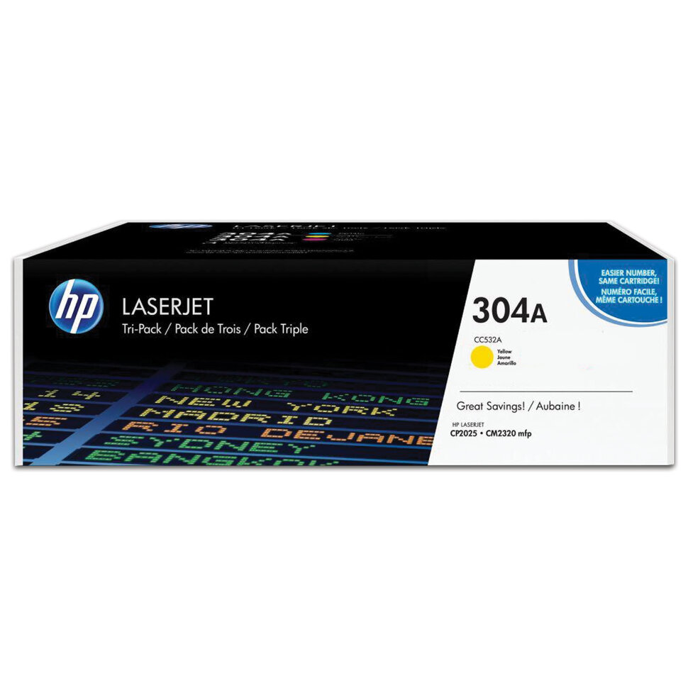 Картридж лазерный HP (CC532A) ColorLaserJet CP2025/CM2320, №304A, желтый, оригинальный, ресурс 2800 страниц, 360627