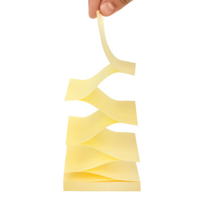 Блок самоклеящийся (стикеры) Z-сложения, BRAUBERG ZigZag, 76х76 мм, 100 л., ПАСТЕЛЬНЫЙ желтый, для диспенсера, 116681, 116681