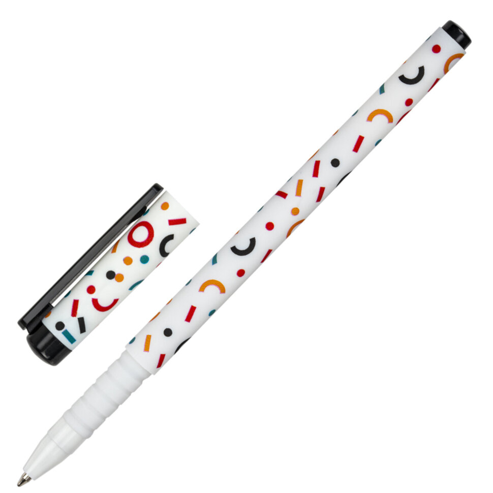Ручка шариковая BRAUBERG SOFT TOUCH GRIP "CONFETTI", СИНЯЯ, мягкое покрытие, узел 0,7 мм, 143723, 36 штук, 143723