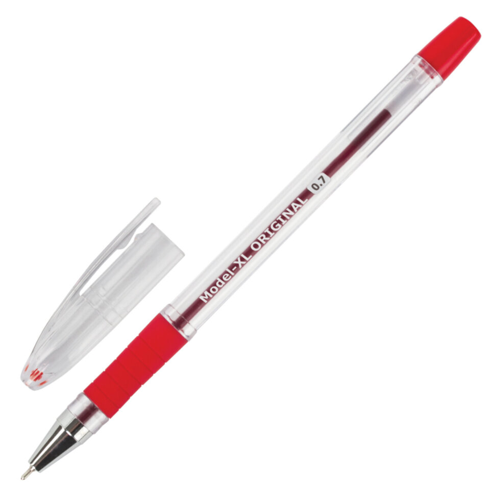 Ручка шариковая масляная с грипом BRAUBERG "Model-XL" ORIGINAL, КРАСНАЯ, узел 0,7 мм, линия письма 0,35 мм, 143244, 36 штук, 143244