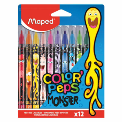 Фломастеры MAPED "COLOR PEP'S Monster", 12 цветов, смываемые, вентилируемый колпачок, 845400, 152504