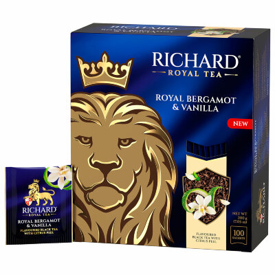 Чай RICHARD "Royal bergamot &amp; vanilla" черный, 100 пакетиков в конвертах по 2 г, 102736, 624178