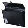 Папка-портфель пластиковая BRAUBERG А4+ (390х260х40 мм), 3 отделения, фактура линейная, черная, 221389, 221389