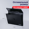 Папка-портфель пластиковая BRAUBERG А4+ (390х260х40 мм), 3 отделения, фактура линейная, черная, 221389, 221389