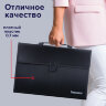 Папка-портфель пластиковая BRAUBERG А4+ (390х260х40 мм), 3 отделения, фактура линейная, черная, 221389, 221389
