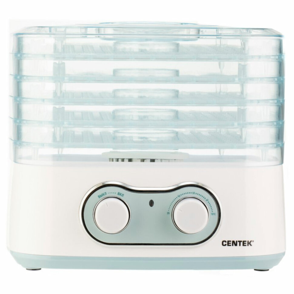 Сушилка для овощей CENTEK CT-1659, объём 5 л, 270 Вт, 5 поддонов, механическое управление, белая, CT-1659 White, 457607