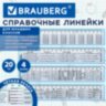 Линейки пластиковые 20 см справочные BRAUBERG, НАБОР 4 шт., для младших классов, пенал, 210895, 210895