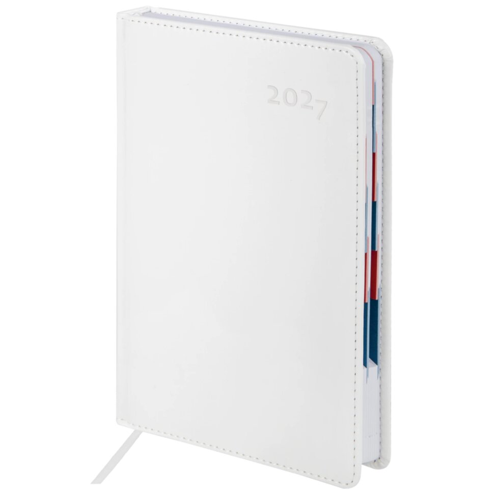 Ежедневник датированный 2027, А5, 148х218 мм, GALANT "White", под кожу, белый, 118080, 118080