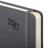 Ежедневник датированный 2027, А5, 138x213 мм, BRAUBERG "Optimal", под кожу, резинка, держатель для ручки, серый, 117933, 117933