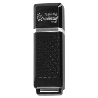 Флеш-диск 16 GB, SMARTBUY Quartz, USB 2.0, черный, SB16GBQZ-K, 512765