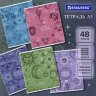 Тетрадь А5, 48 л., BRAUBERG, скоба, клетка, матовая ламинация, фольга, "Zodiac Symbol" (микс в спайке), 404369, 404369